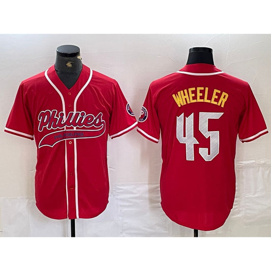 Philadelphia Phillies #45 Zack Wheeler Red RONA Cool Base Stitched Jersey