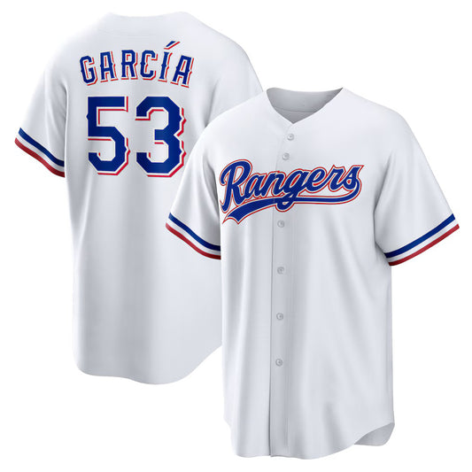 Texas Rangers #53 Adolis Garcia White RONA Home Replica Jersey