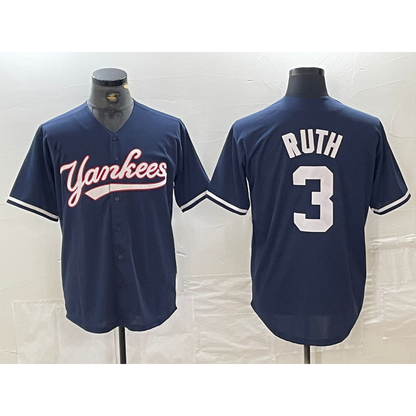 New York Yankees #3 Babe Ruth Navy RONA Cool Base Stitched Jersey