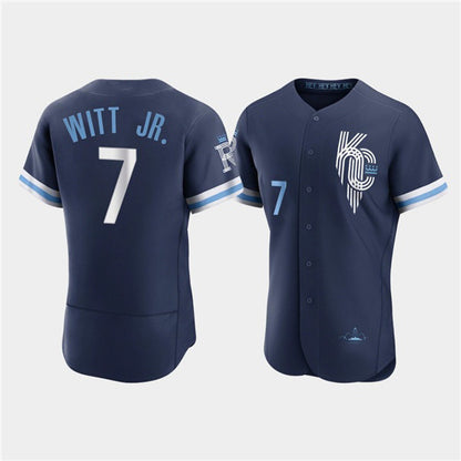 Kansas City Royals #7 Bobby Witt Jr. 2022 Navy RONA City Connect Flex Base Stitched Jersey