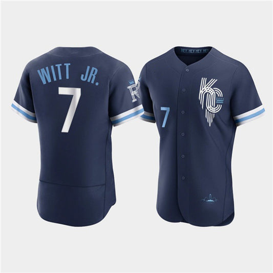 Kansas City Royals #7 Bobby Witt Jr. 2022 Navy RONA City Connect Flex Base Stitched Jersey