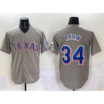 Texas Rangers #34 Nolan Ryan Grey RONA With Patch Cool Base Stitched Jersey