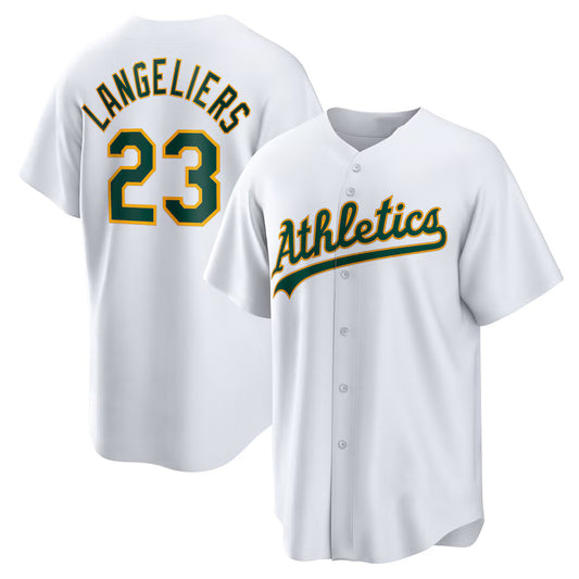 Oakland Athletics #23 Shea Langeliers White RONA Home Replica Jersey