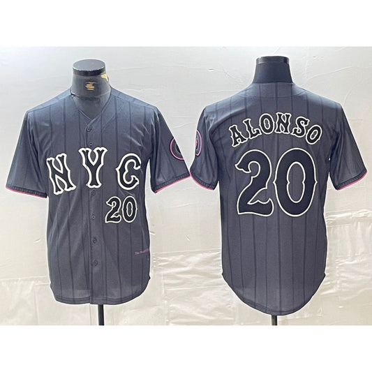 New York Mets #20 Pete Alonso Number Grey RONA 2024 City Connect Cool Base Stitched Jersey 2