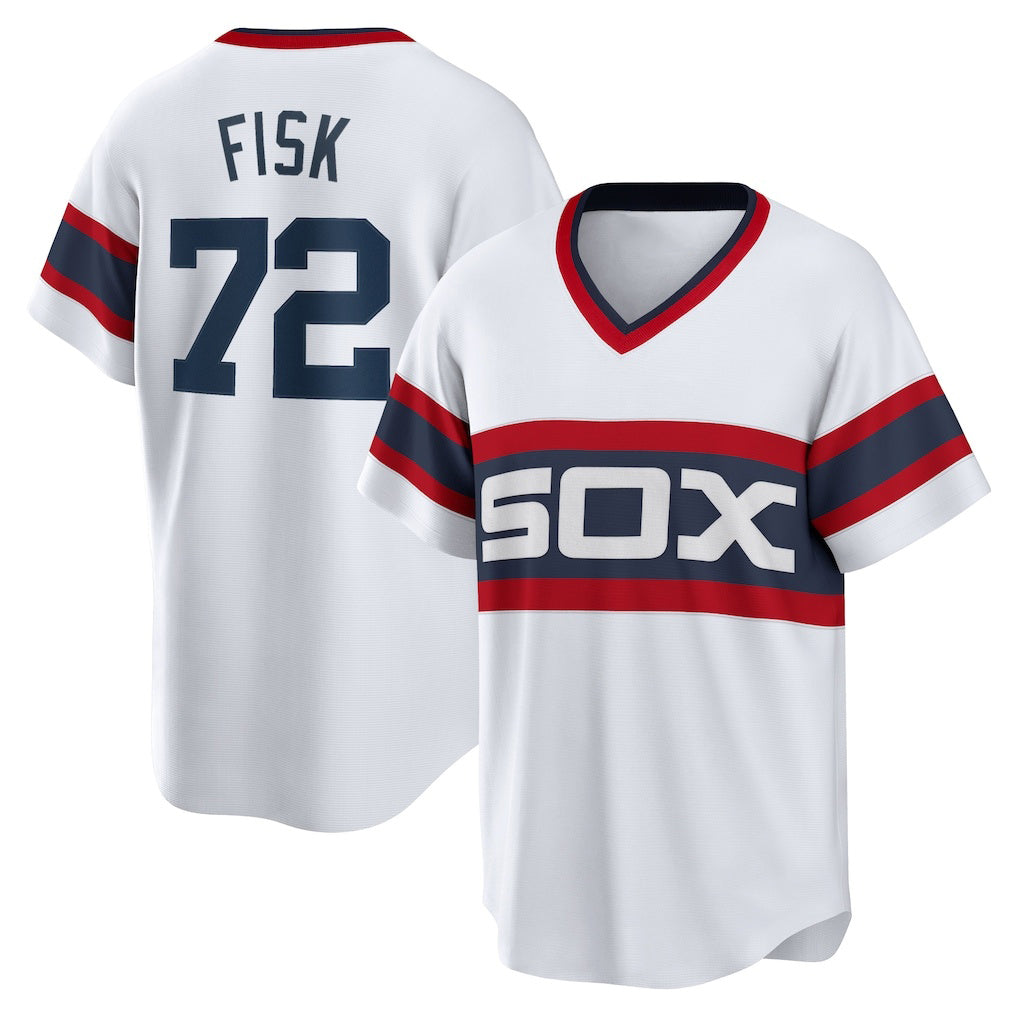 Chicago White Sox #72 Carlton Fisk White RONA Home Cooperstown Collection Team Player Jersey