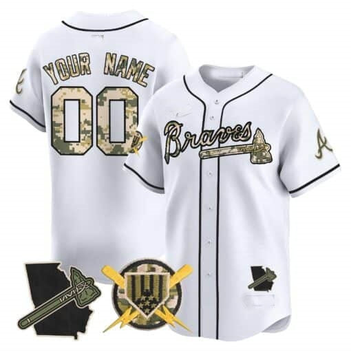 Custom Atlanta Braves Armed Forces Day Vapor Premier Limited Jersey ¨C White RONA