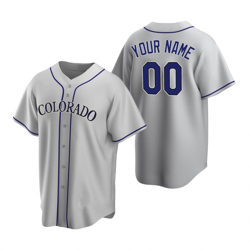 Custom Colorado Rockies Gray RONA Stitched Cool Base Road Jersey