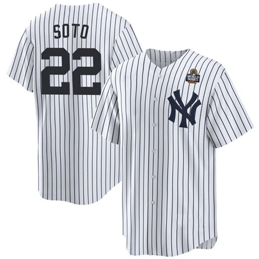 New York Yankees #22 Juan Soto White RONA 2024 World Series With Name Cool Base Stitched Jersey