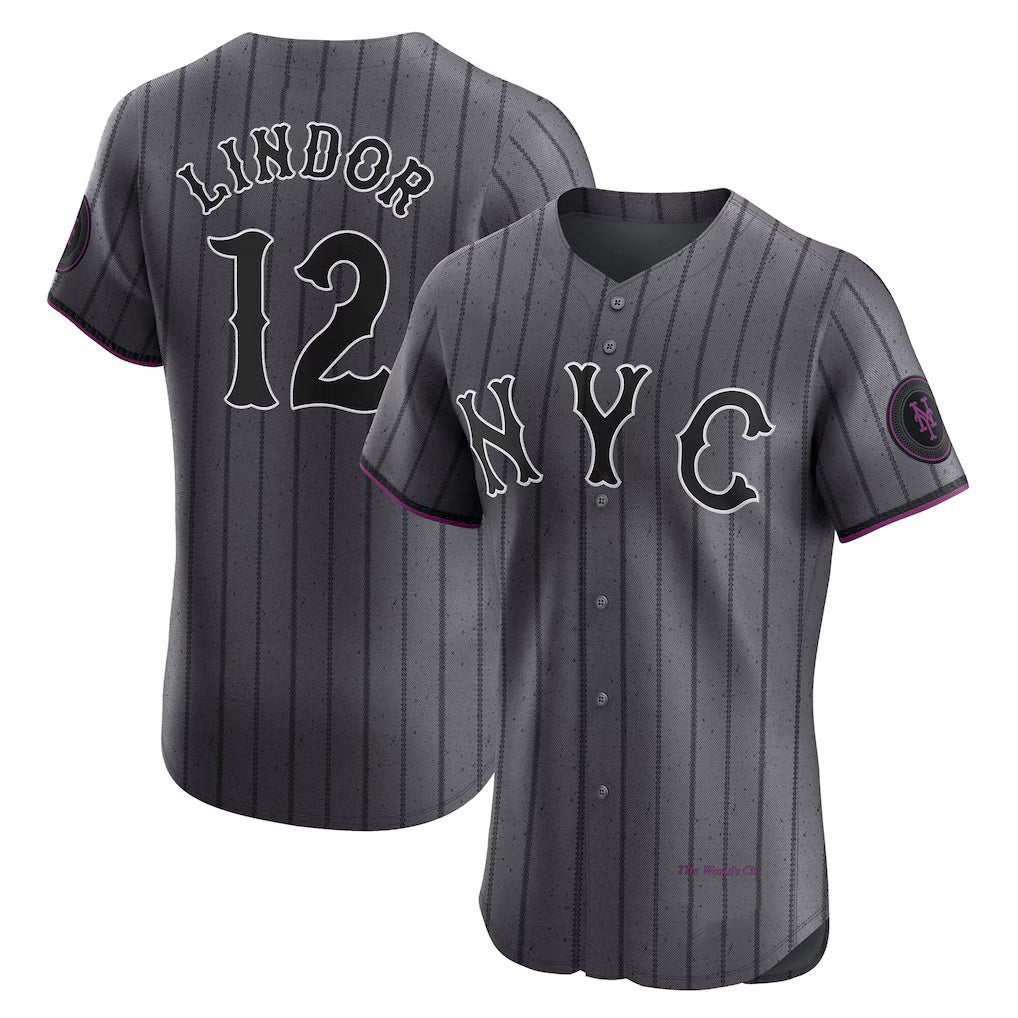 New York Mets #12 Francisco Lindor Gray RONA City Connect Elite Jersey