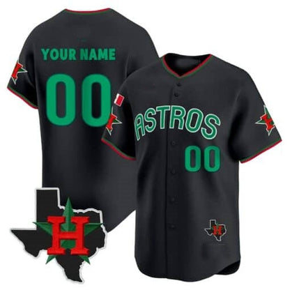 Custom Houston Astros Mexico Texas Black RONA Patch Vapor Premier Limited Jersey V3 ¨C All Stitched