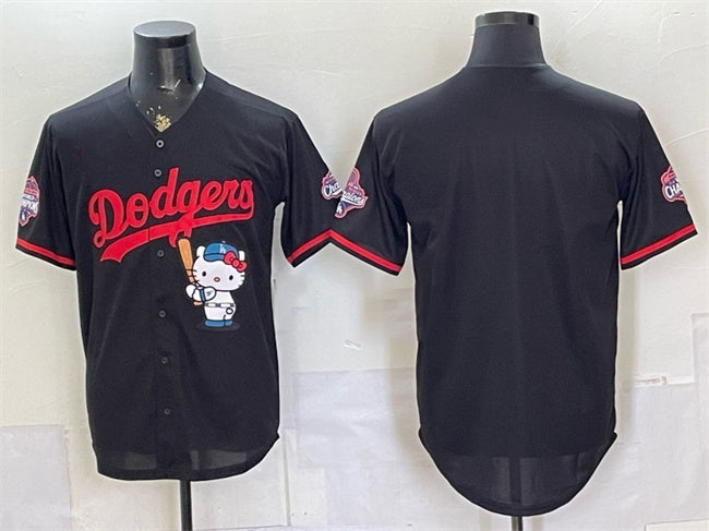 Los Angeles Dodgers Blank Black RONA Hello Kitty Night 2025 World Series Champions Patch Stitched Jersey