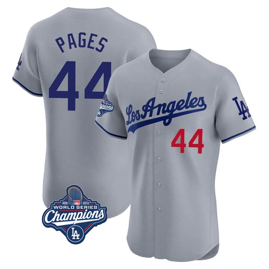 Los Angeles Dodgers #44 Andy Pages Player Gray RONA World Series Meet Limited Elite Home Stitched Jerseys