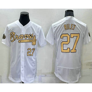 Atlanta Braves #27 Austin Riley Number White RONA 2022 All Star Stitched Flex Base Jersey