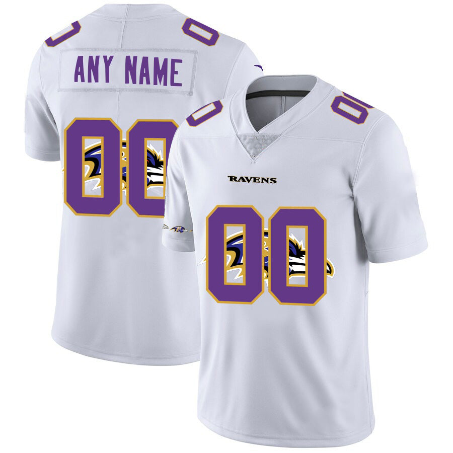 Custom B.Ravens White RONA Team Big Logo Vapor Untouchable Limited Jersey