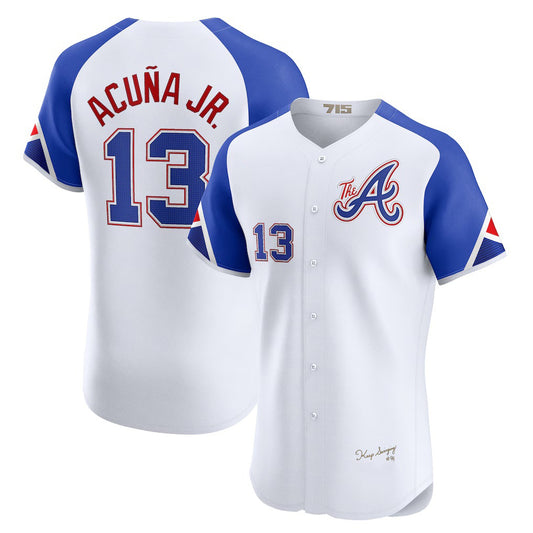 Atlanta Braves #13 Ronald Acu?a Jr. White RONA City Connect Elite Jersey
