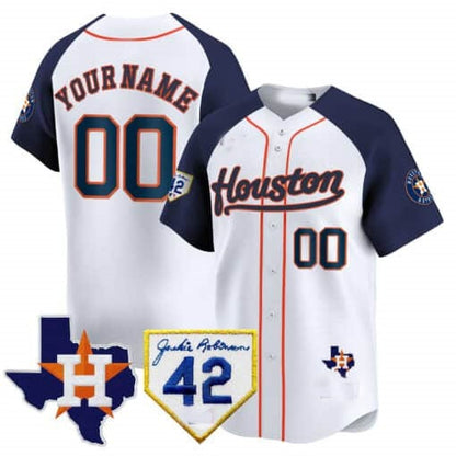 Custom Houston Astros 2024 Jackie Robinson Patch Vapor Premier Limited Jersey ¨C White 3 RONA