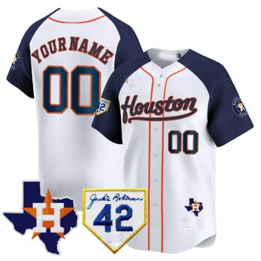 Custom Houston Astros 2024 Jackie Robinson Patch Vapor Premier Limited Jersey ¨C White 3 RONA
