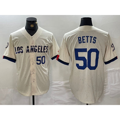Los Angeles Dodgers #50 Mookie Betts Number Cream RONA 2024 City Connect Limited Stitched Jerseys
