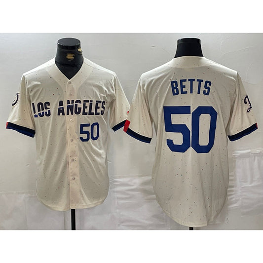 Los Angeles Dodgers #50 Mookie Betts Number Cream RONA 2024 City Connect Limited Stitched Jerseys