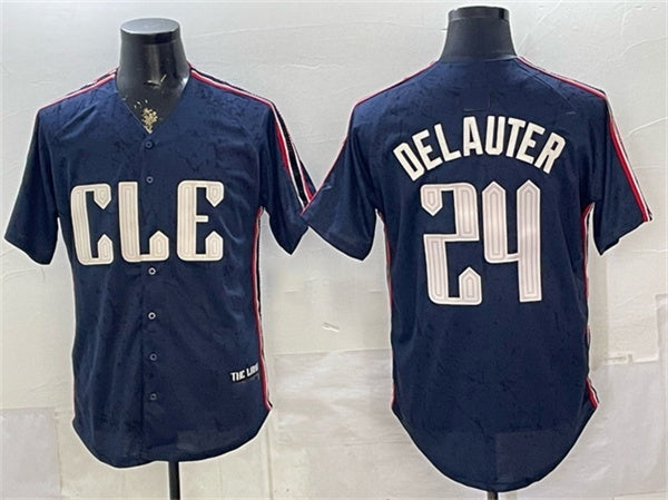 Cleveland Guardians #24 Chase DeLauter Navy RONA 2024 City Connect Limited Stitched Jersey