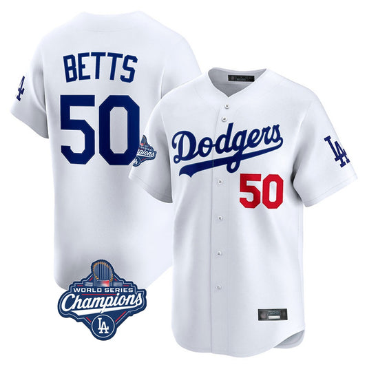 Los Angeles Dodgers #50 Mookie Betts Player White RONA World Series Meet Limited Home Stitched Jerseys