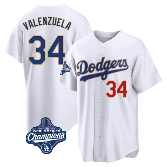 Los Angeles Dodgers #34 Fernando Valenzuela Player Gold White RONA World Series Meet 2026 Collection Stadium Limited Stitched Jerseys