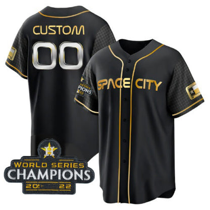 Custom Houston Astros Active Player Black Gold RONA 2022 World Series Stitched Jersey