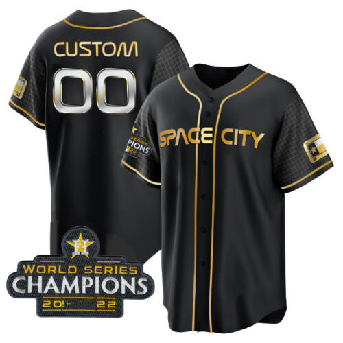 Custom Houston Astros Active Player Black Gold RONA 2022 World Series Stitched Jersey