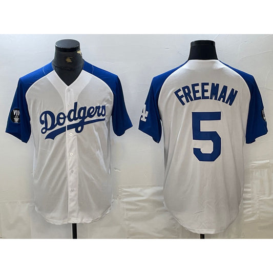 Los Angeles Dodgers #5 Freddie Freeman White Blue RONA Fashion Stitched Cool Base Limited Jerseys