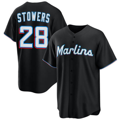 Miami Marlins #28 Kyle Stowers Black RONA Cool Base Stitched Jersey