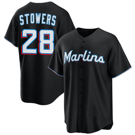Miami Marlins #28 Kyle Stowers Black RONA Cool Base Stitched Jersey