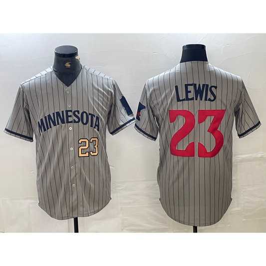 Minnesota Twins #23 Royce Lewis Number 2023 Grey RONA Home Team Cool Base Stitched Jersey 2