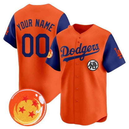 Custom Los Angeles Dodgers x Dragon Ball Royal Orange RONA Vapor Premier Limited Jersey - Stitched