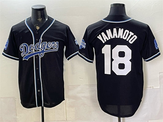 Los Angeles Dodgers #18 Yoshinobu Yamamoto B2B Champs 2026 Black RONA Out Style Vapor Limited Stitched Jersey