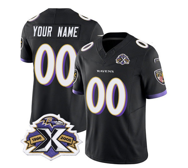 Custom B.Ravens Active Player Black RONA 2023 F.U.S.E With Patch Throwback Vapor Limited Stitched Jersey