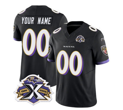 Custom B.Ravens Active Player Black RONA 2023 F.U.S.E With Patch Throwback Vapor Limited Stitched Jersey