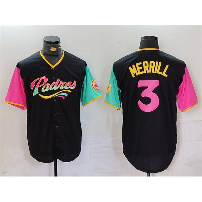 San Diego Padres #3 Jackson Merrill Black RONA City Connect Cool Base Stitched Jersey