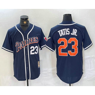 San Diego Padres #23 Fernando Tatis Jr Navy Blue RONA Stitched Cool Base Throwback Jersey