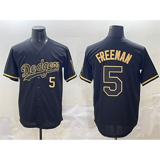 Los Angeles Dodgers #5 Freddie Freeman Black Gold RONA Limited Stitched Jersey