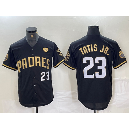 San Diego Padres #23 Fernando Tatis Jr Black Gold RONA With Patch Cool Base Stitched Jersey