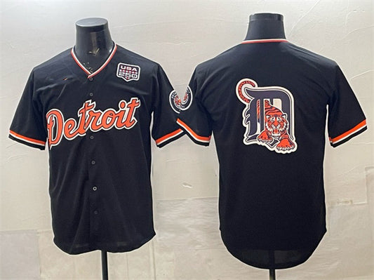 Detroit Tigers Team Big Logo Navy RONA 2026 Alternate USA 250' Patch Vapor Premier Limited Stitched Jersey
