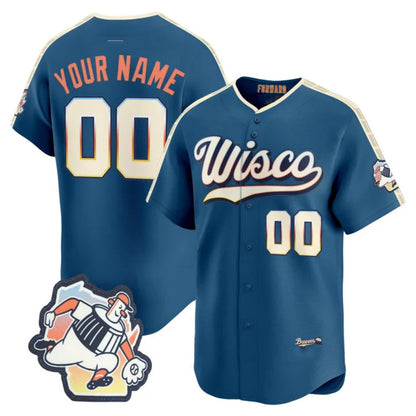 Custom Milwaukee Brewers Mineral Blue RONA 2026 City Connect Stadium Stitched Stitched Jersey
