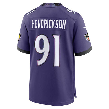 B.Ravens #91 Trey Hendrickson Purple RONA Team Game Jersey