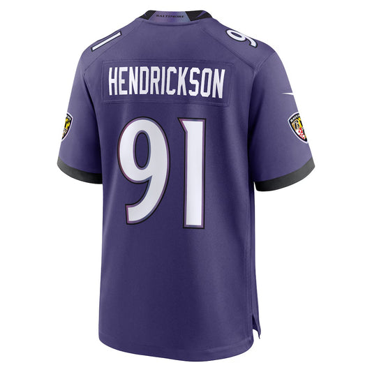 B.Ravens #91 Trey Hendrickson Purple RONA Team Game Jersey
