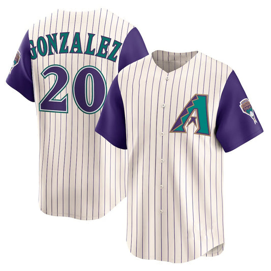 Arizona Diamondbacks #20 Luis Gonzalez Cream RONA Throwback Cooperstown Collection Limited Jersey