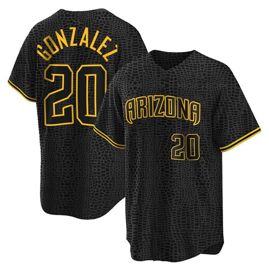 Arizona Diamondbacks #20 Luis Gonzalez Player Black RONA Snake Skin City Home Game Stitched Jerseys