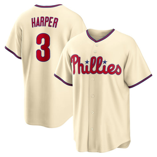Philadelphia Phillies #3 Bryce Harper Cream RONA Alternate Replica Jersey