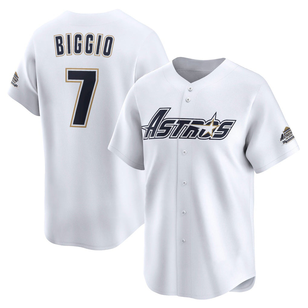 Houston Astros #7 Craig Biggio White RONA Throwback Cooperstown Collection Limited Jersey