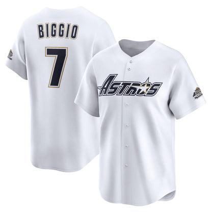 Houston Astros #7 Craig Biggio White RONA Throwback Cooperstown Collection Limited Jersey