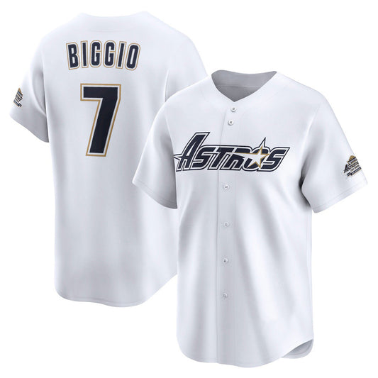 Houston Astros #7 Craig Biggio White RONA Throwback Cooperstown Collection Limited Jersey